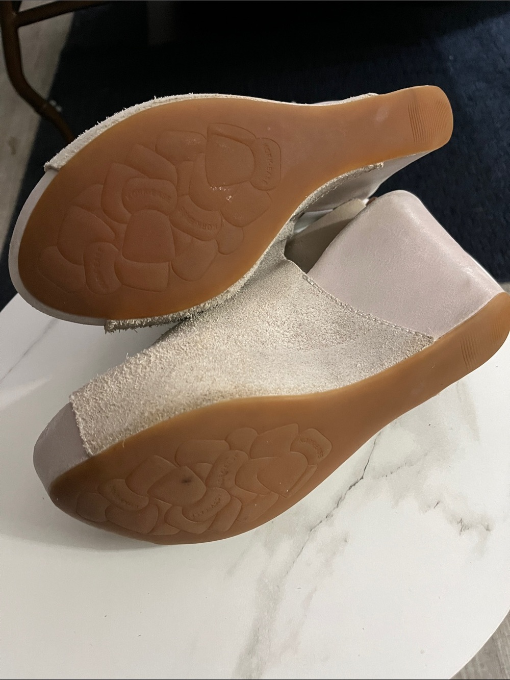 Kork ease Taupe Suede Wedge Peep-Toe Sandal - Picture 9 of 12